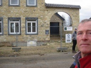 New construction with traditional features such as marl, blue stone and round gate 